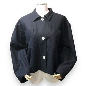 SALVATORE FERRAGAMO Navy Cropped Wool Jacket Vintage!